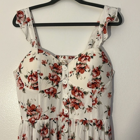 B.O.G. Collective | Floral midi dress Ruffle corset Romantic Women’s size L - Picture 2 of 9
